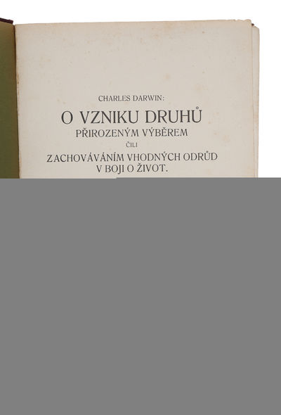 O vzniku druhu prirozeným výberem cili Zachováváním vhodných odrud v boji o zivot. [Czech - i.e. On the Origin of Species... Translated by Fr. Klapálek]. - [FIRST CZECH TRANSLATION OF DARWIN'S "ORIGIN OF SPECIES"] (photo 2)