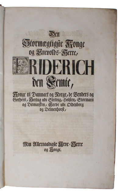 Den stormægtigste konges Christian den fierdes konges til Danmark og Norge, de venders og gothers, hertugs til Slesvig, Holsten, Stormarn og Ditmersken, greves til Oldenborg og Delmenhorst, historie, sammenskrevet af Niels Slange. 4 parts (all). - [A MASTERPIECE IN DANISH HISTORICAL LITERATURE] (photo 2)