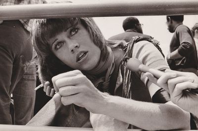 Introduction to the Enemy (Original oversize photograph of Jane Fonda at an antiwar demonstration in Washington DC, 1974)