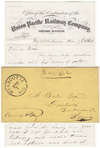 image of 1863 -- A FORMER OFFICER IN THE "ARMY OF CALIFORNIA" BECOMES AN EARLY EMPLOYEE OF THE UNION PACIFIC RAILWAY COMPANY EASTERN BRANCH (KANSAS PACIFIC RAILWAY) AFTER BEING PROMISED A JOB AS THE CONDUCTOR OF ITS SECOND TRAIN