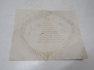 The Lord's Prayer on both sides of the sheet done in calligraphy by Mrs. William Porter Port Hope Michigan