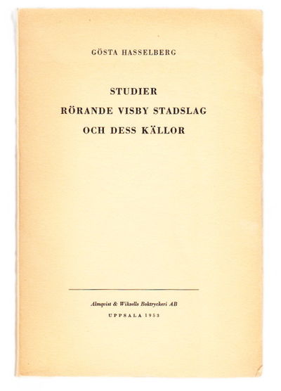 Studier rörande Visby stadslag och dess källor. Ak. avh. (photo 1)