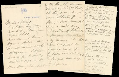 Three Letters from Frederick MacMonnies to Thomas Dewing Concerning Sculpting the Players’ Club’s Edwin Booth Monument