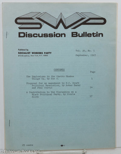 SWP discussion bulletin: vol. 26, No. 5, September 1967