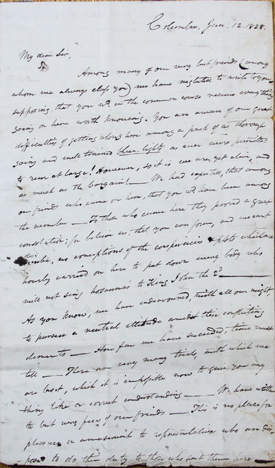 Columbus, Ohio, Autograph Letter, to Ezekial Cox, Zanesville, Ohio, June 12, 1828
