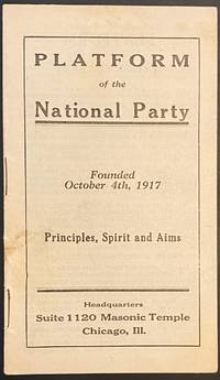 cover of Platform of the National Party. Founded October 4th, 1917. Principles, spirit and aims