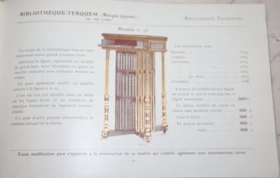 Bibliothèque-Terquem Pour Livres & Musique. Marque Deposée. Magasins de Vente 19. Rue Scribe. Paris