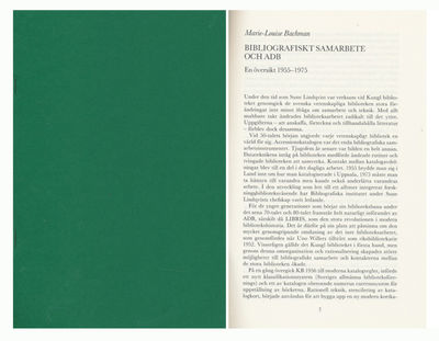Bibliografiskt samarbete och ADB. En översikt…