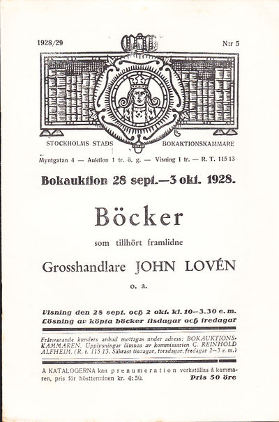 Bokauktion den 28 sept. - 3 okt. 1928. Böcker som…