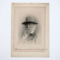 Phototype portrait of Walt Whitman, bearded, in soft hat and open collar shirt and jacket