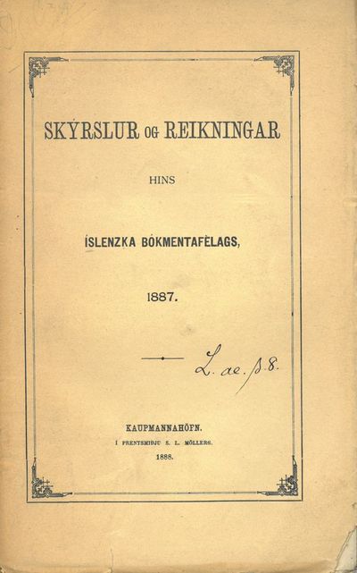 hins Islenzka Bókmentafèlags, 1887.