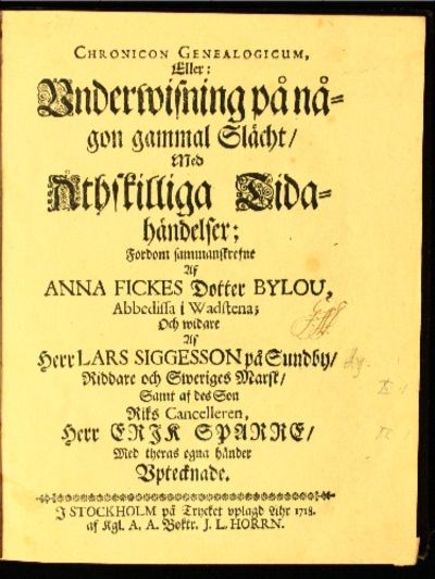 Chronicon genealogicum, eller: Underwisning på…