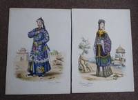 TWO HAND COLOURED CHINESE COSTUME LITHOGRAPHS OF A MAN AND A WOMAN. by EDOUARD, Travies.: