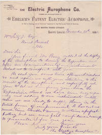 image of Sales letter from the Electric Aurophone Company promoting Ehrilich's Patent Electric Aurophone