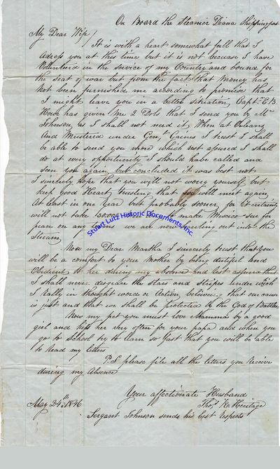 An Optimistic Philadelphia Man Writes Home To His Wife And Daughter Before Leaving New Orleans To Fight In The Mexican-American War