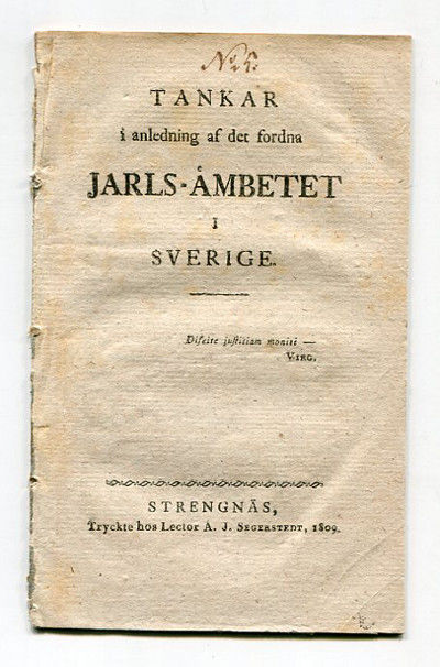 Tankar i anledning af det fordna jarls-ämbetet i…