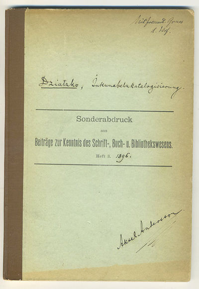 Ueber Inkunabelnkatalogisierung. Sonderabdruck…