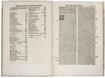Homilie doctorum omniu De sanctis (presumably second (and final) part of Homilie hoc est Conciones populares sanctissimorum ecclesie doctorum Hieronymi, Ambrusij, Augustini, Gregorij, Origenis, Ioannis Chrysostomi, Bede presbyteri, Maximi episcopi, et... (photo 2)
