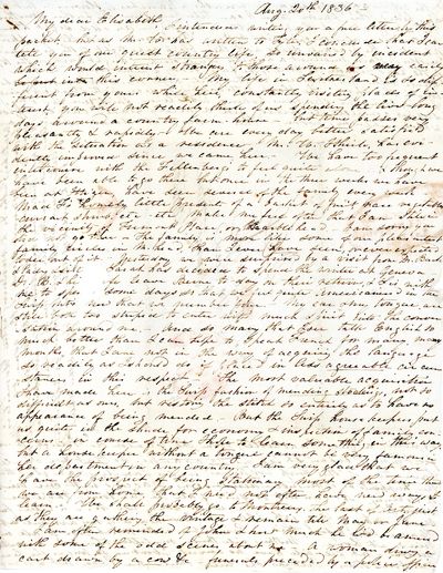 Autograph Letter Signed, with initials, WCW, Switzerland, August 20, 1836, to his sister Elizabeth, Mrs. B. T. Reed, Boston