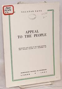 Appeal to the people; broadcast talk given by the Prime Minister, Prof. Oliveira Salazar, on 9 November 1961