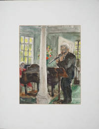 Watercolor of Julius Baker, head flute NY Philharmonic by Beach [Porter], Beata [1911-2006] - 1980