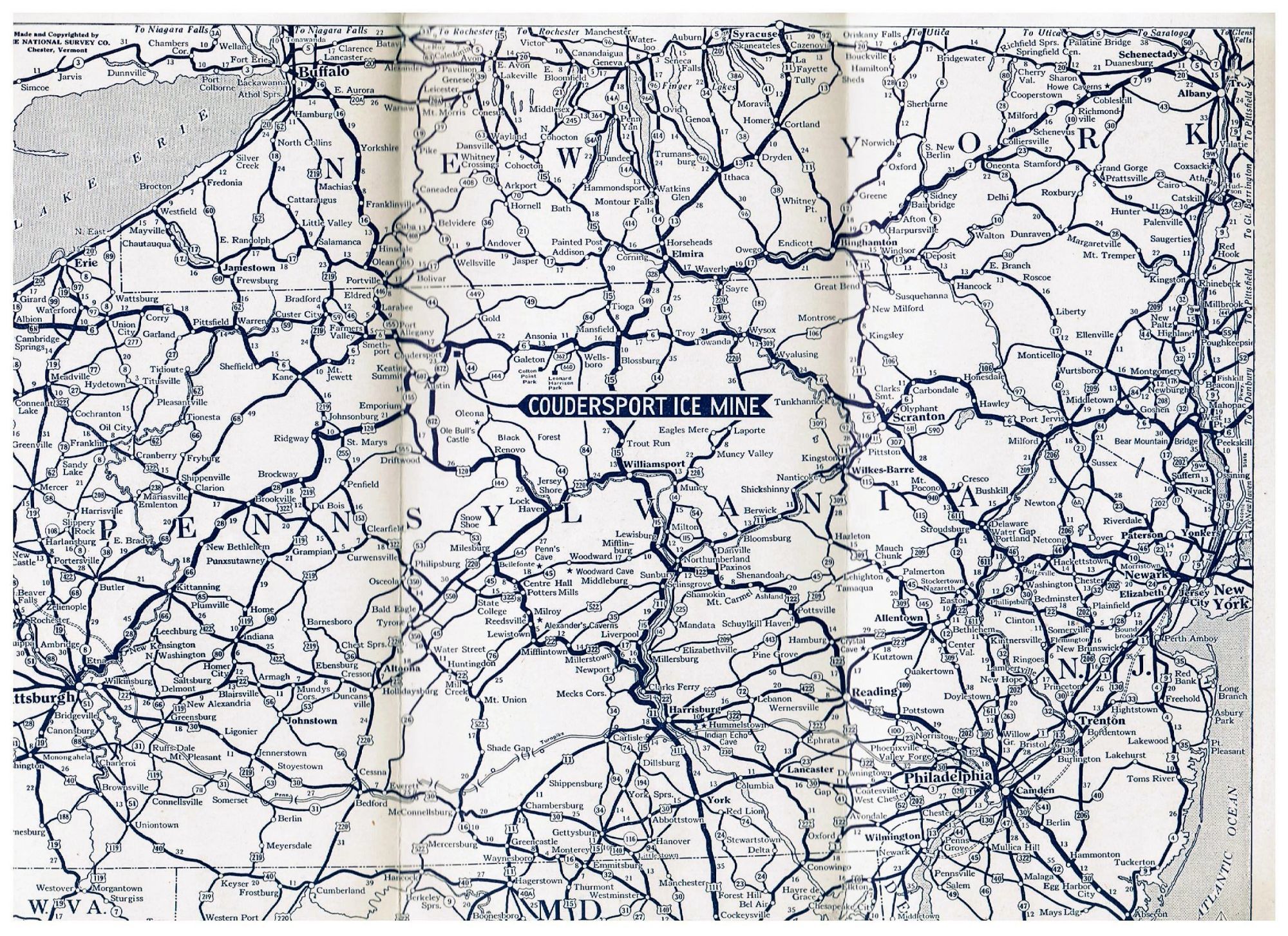 A Map of Motor Routes to Coudersport Ice Mine by [Unknown Author] 0