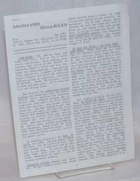 Archives Bulletin #5-A, June 1987 - 