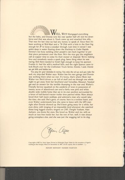 well, We'd Mortaged Everything / But The Baby..." (broadside)
