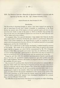Researches in Spectrum-Analysis in Connexion with the Spectrum of the Sun. No. III and IV...