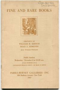 image of Rare Books: STC and Wing Titles, Illustrated Books, an Important Group of Dard Hunter Works on Papermaking, Works by Artists of Israel, Sale Number 2612 Public Auction Wednesday November 8 1967, Parke- Bernet Galleries Inc