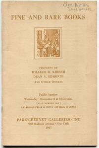 Rare Books: STC and Wing Titles, Illustrated Books, an Important Group of Dard Hunter Works on Papermaking, Works by Artists of Israel, Sale Number 2612 Public Auction Wednesday November 8 1967, Parke- Bernet Galleries Inc