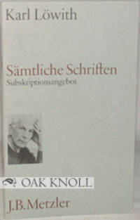 KARL LÖWITH, SÄMTLICHE SCHRIFTEN, SUBSKRIPTIONSANGEBOT