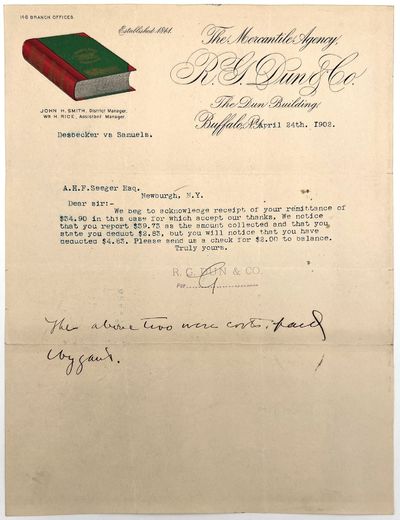 Depictions of Books -- Early 1900s Illustrated Letterhead for Credit Reporting Agency