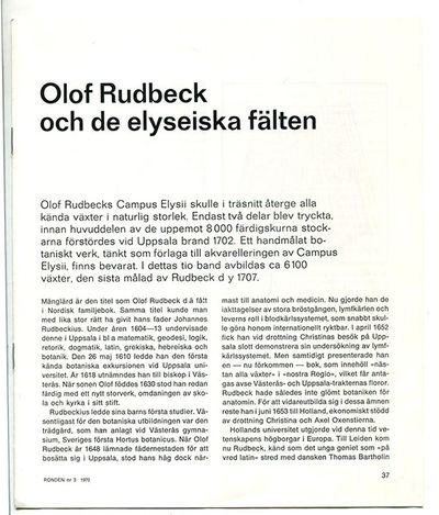 Olof Rudbeck och de elyseiska fälten. Särtryck ur…
