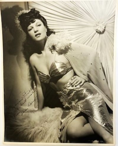 Original Oversize Photograph of Burlesque and Film Star Ann Corio SIGNED AND INSCRIBED to a Monogram Pictures Executive