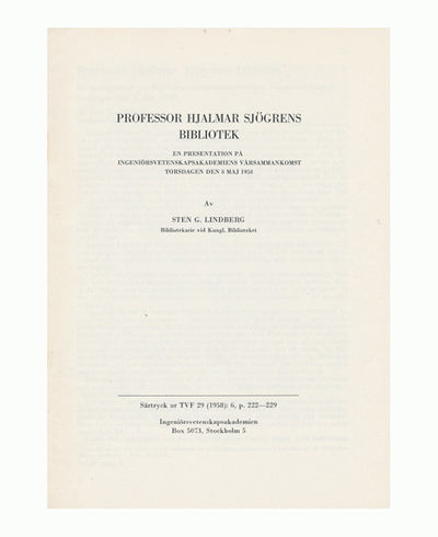 Professor Hjalmar Sjögrens bibliotek. En…