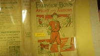 FAIRVIEW BOYS AFLOAT AND ASHORE OR the Young Crusoes of Pine Island in RARE Color DustJacket By R. Mencl., Series#1, Boy Scouts by Frederick Gordon, Name on Blank Endpapers, B/W Frontispiece the Boys Were All Excited as the Launch Came Up By R. Mencl.. B/W Illustrated INTERNALS , - 1912