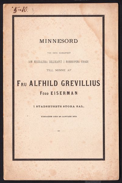 Minnesord vid den sorgfest som Musikaliska…