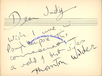 Thornton Wilder Sends A Handwritten Note To A Vassar Senior