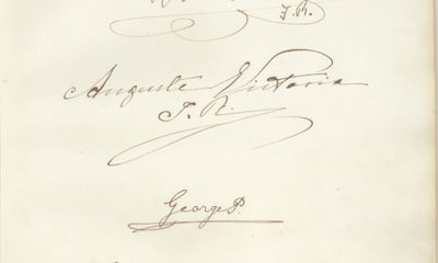 Family and Foe of World War I: An Album Leaf Signed by Royal leaders Kaiser Wilhelm II of Germany and His First Cousin King George V of Britain