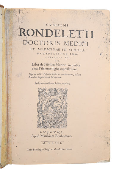 Libri de Piscibus Marinis, in quibus Piscium expressæ sunt. Quæ in tota Piscium historia contineantur, indicat Elenchus pagina nona et decima. Postremò accesserunt Indices necessarij. + Vniuersæ aquatilium Historiæ pars altera, cum veris ipsorum Imagi... - [THE FOUNDATION OF SCIENTIFIC ICHTHYOLOGY] (photo 3)
