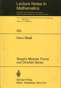 Siegel's Modular Forms and Dirichlet Series. Course Givenat the University of Maryland  1969   1970.