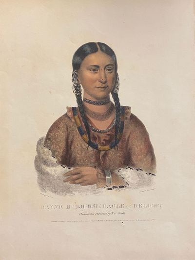 [NATIVE AMERICAN PORTRAIT]. "Hayne Hudjihini Eagle of Delight." Hand-colored lithograph from a folio edition of McKenney and Hall's Indian Tribes of North America