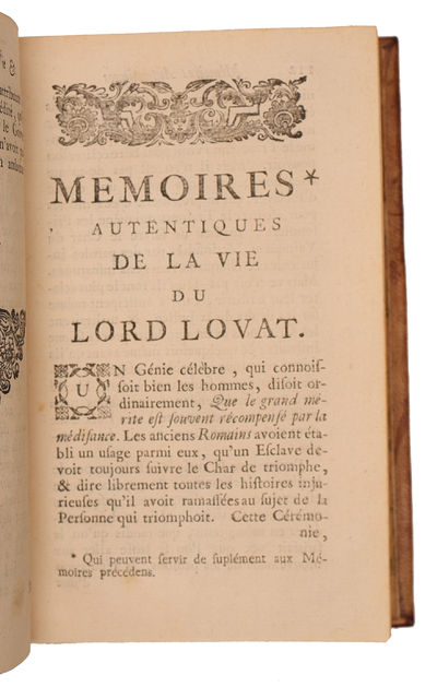 Memoires de la Vie du Lord Lovat. Relation De La Conduite Du Feu Comte De Kilmarnock Apres Sa Sentence Prononce. - [THE LIFE OF LORD LOVAT - THE LAST PERSON TO BE BEHEADED IN BRITAIN] (photo 3)