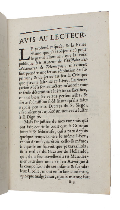 La Telemacomanie, ou la Censure et critique du roman intitulé, Les Avantures de Telemaque Fils d'Ulysse, ou suite du quatrième Livre de l'Odyssée d'Homere. (photo 3)
