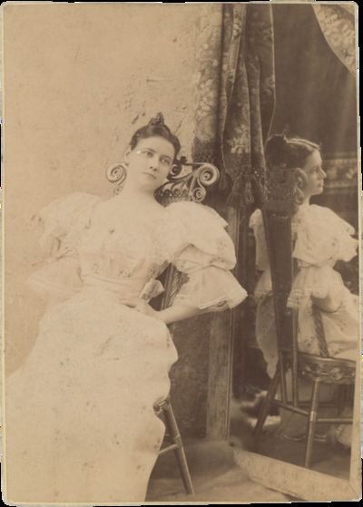 Unknown location, late 19th century. Photograph measuring 4 x 5 ½ inches, mounted on heavy cardstoc...