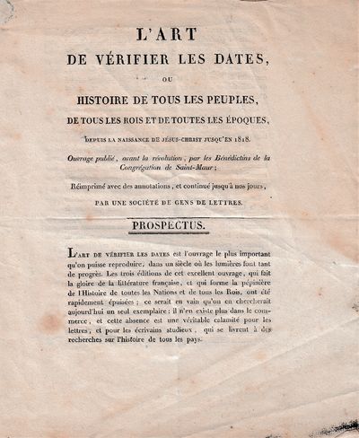 L'art de vérifier les dates, ou histoire de tous les peuples, de tous les rois et de totutes les poques, depuis la naissance de Jesus-Christ jusqu'en 1818