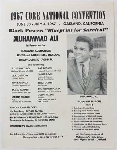 Oakland, 1967. Very good plus.. Printed leaflet, 11 x 8.5 inches, with photographic portrait of Muha...