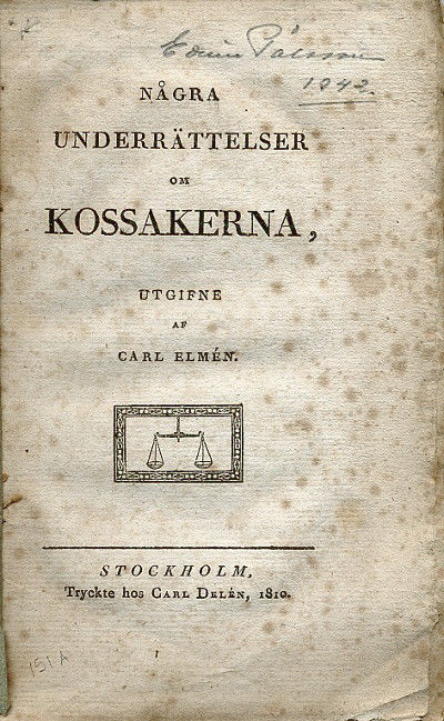 Några underrättelser om kossakerna, utgifne.