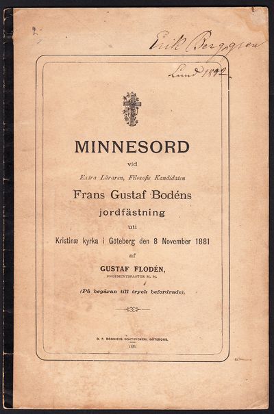 Minnesord vid extra läraren, filosofie kandidaten…